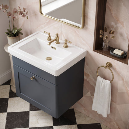 Fairford Laurel 500mm Wall Hung Satin Anthracite Vanity Unit - 3 Tap Hole