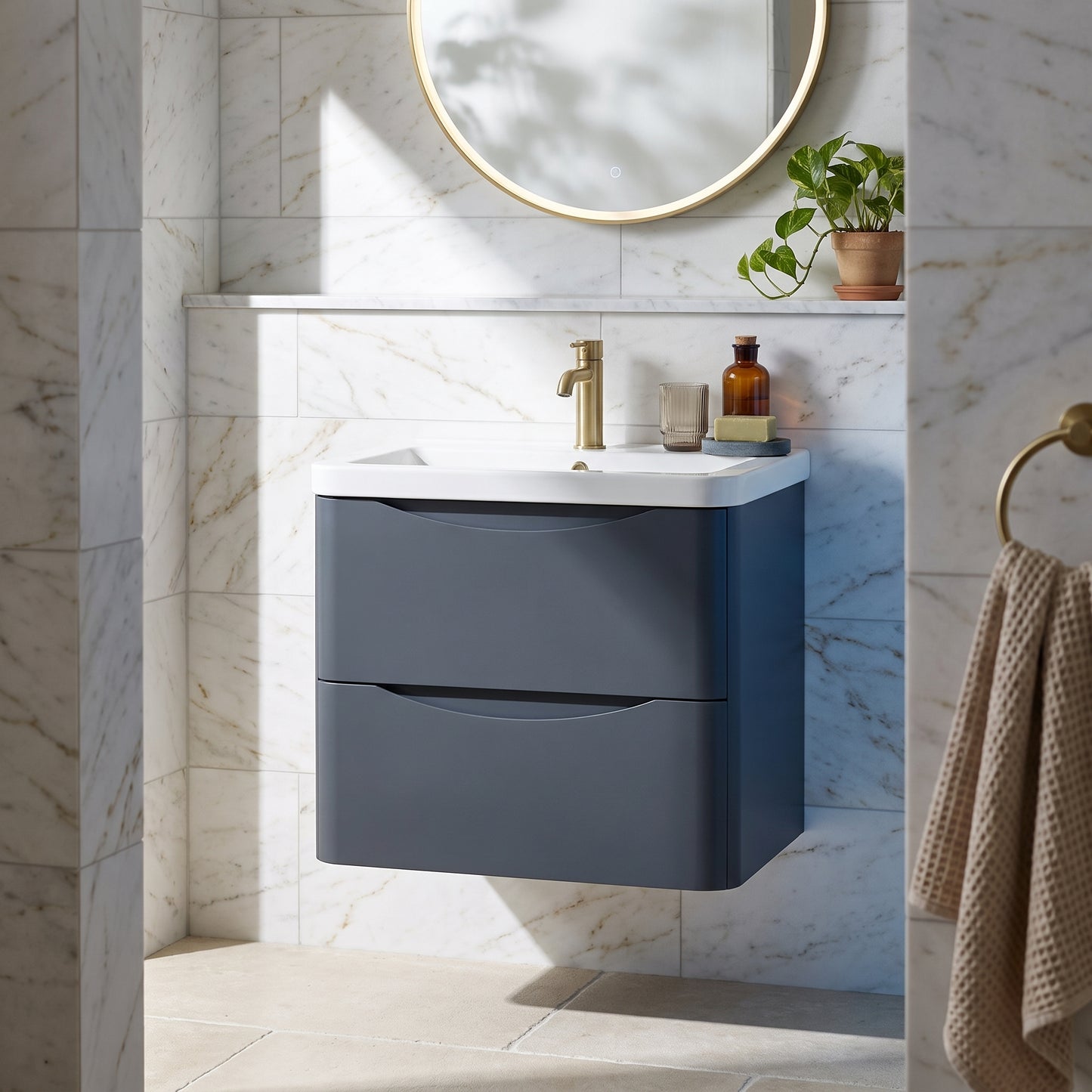 Fairford Eclipse 600mm 2 Drawer Satin Anthracite Wall Hung Vanity Unit