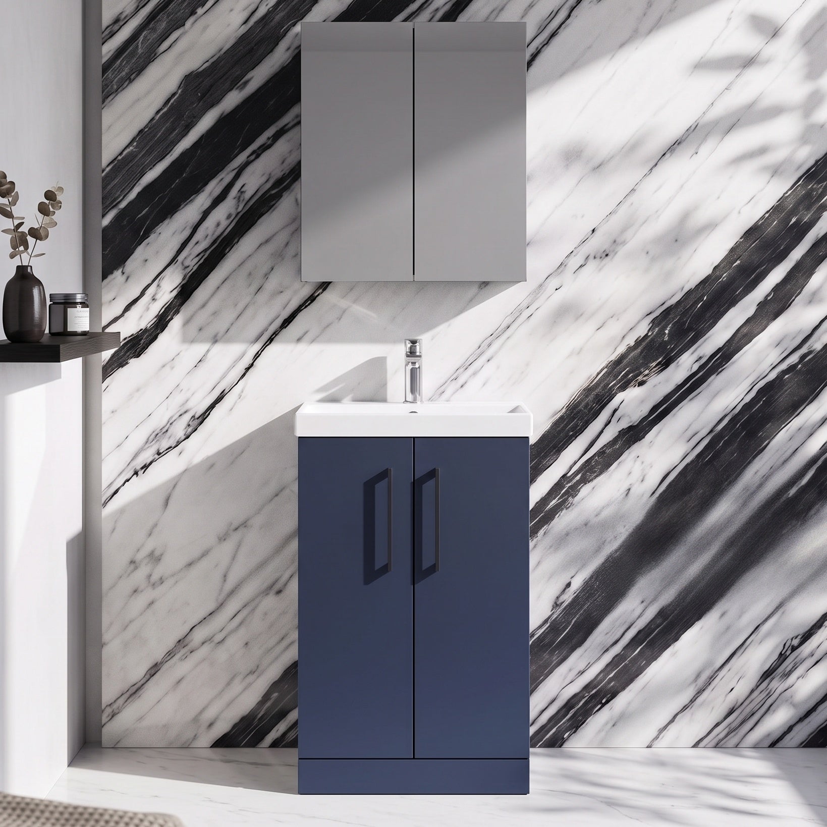 Fairford Aspri 500mm Midnight Blue 2-Door Floorstanding Vanity Unit