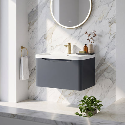 Fairford Eclipse 600mm 1 Drawer Satin Anthracite Wall Hung Vanity Unit