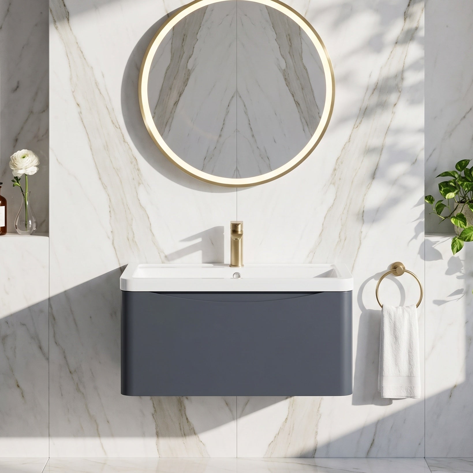 Fairford Eclipse 800mm 1 Drawer Satin Anthracite Wall Hung Vanity Unit