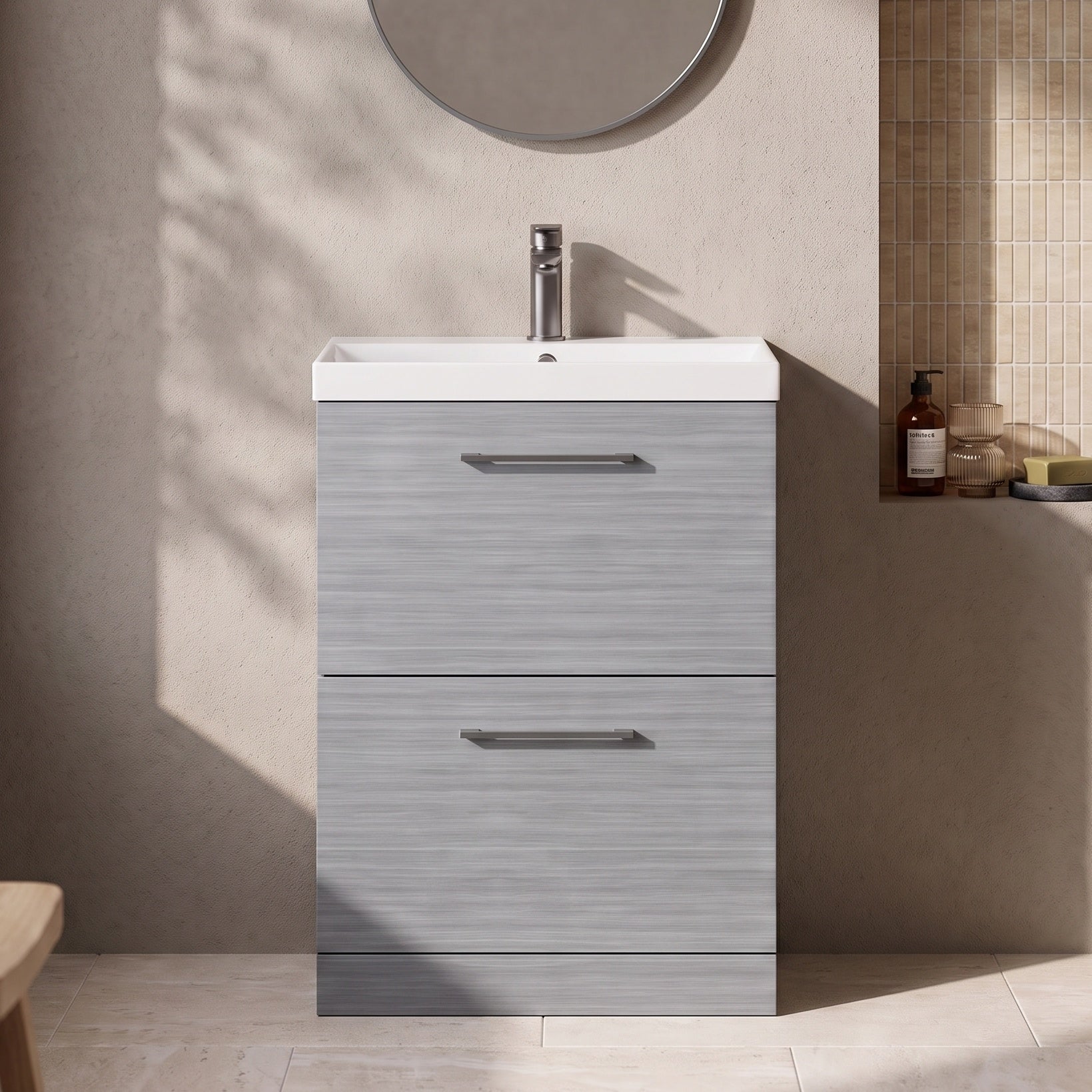 Fairford Aspri 600mm Anthracite 2-Drawer Floorstanding Vanity Unit