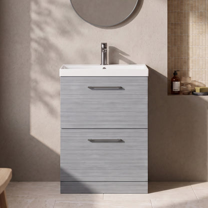 Fairford Aspri 600mm Anthracite 2-Drawer Floorstanding Vanity Unit
