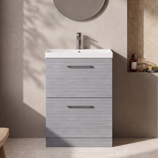 Fairford Aspri 600mm Anthracite 2-Drawer Floorstanding Vanity Unit