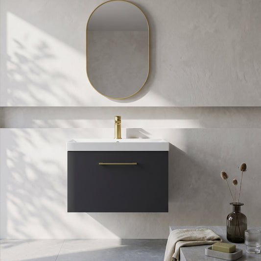 Fairford Aspri Soft Black 600mm 1 Drawer Wall Hung Vanity Unit
