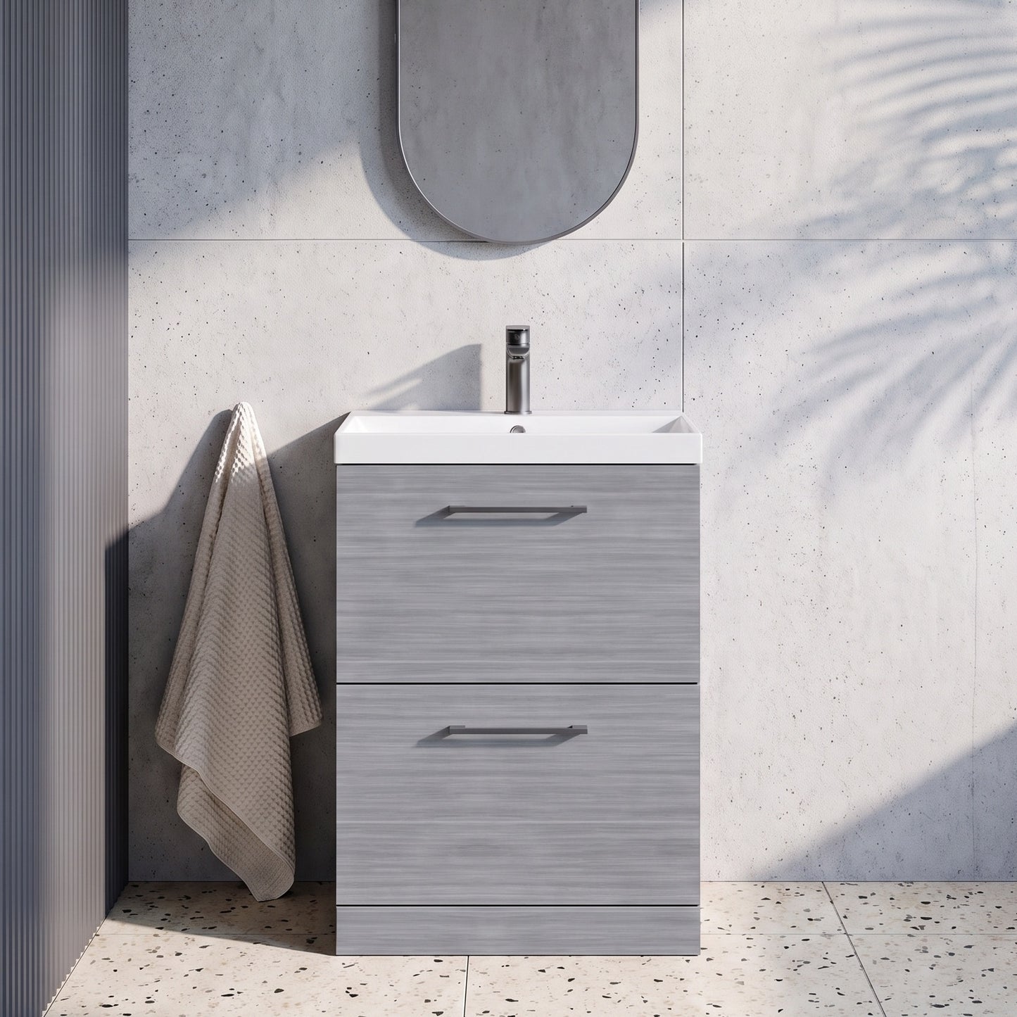 Fairford Aspri 600mm Anthracite 2-Drawer Floorstanding Vanity Unit