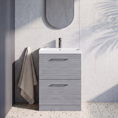 Fairford Aspri 600mm Anthracite 2-Drawer Floorstanding Vanity Unit