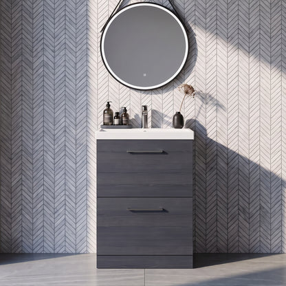 Fairford Aspri 600mm Charcoal Black 2-Drawer Floorstanding Vanity Un