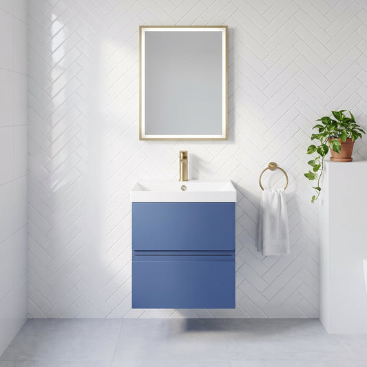 Fairford Finesse 500mm Satin Blue Wall Hung Vanity Unit