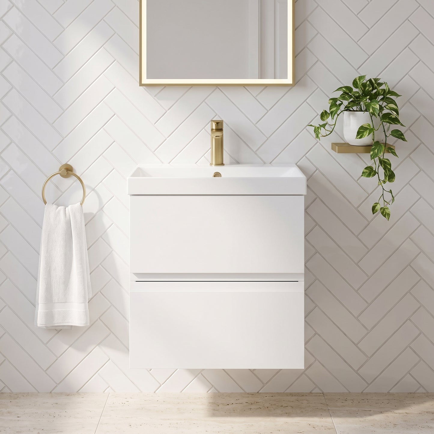 Fairford Finesse 500mm Satin White Wall Hung Vanity Unit