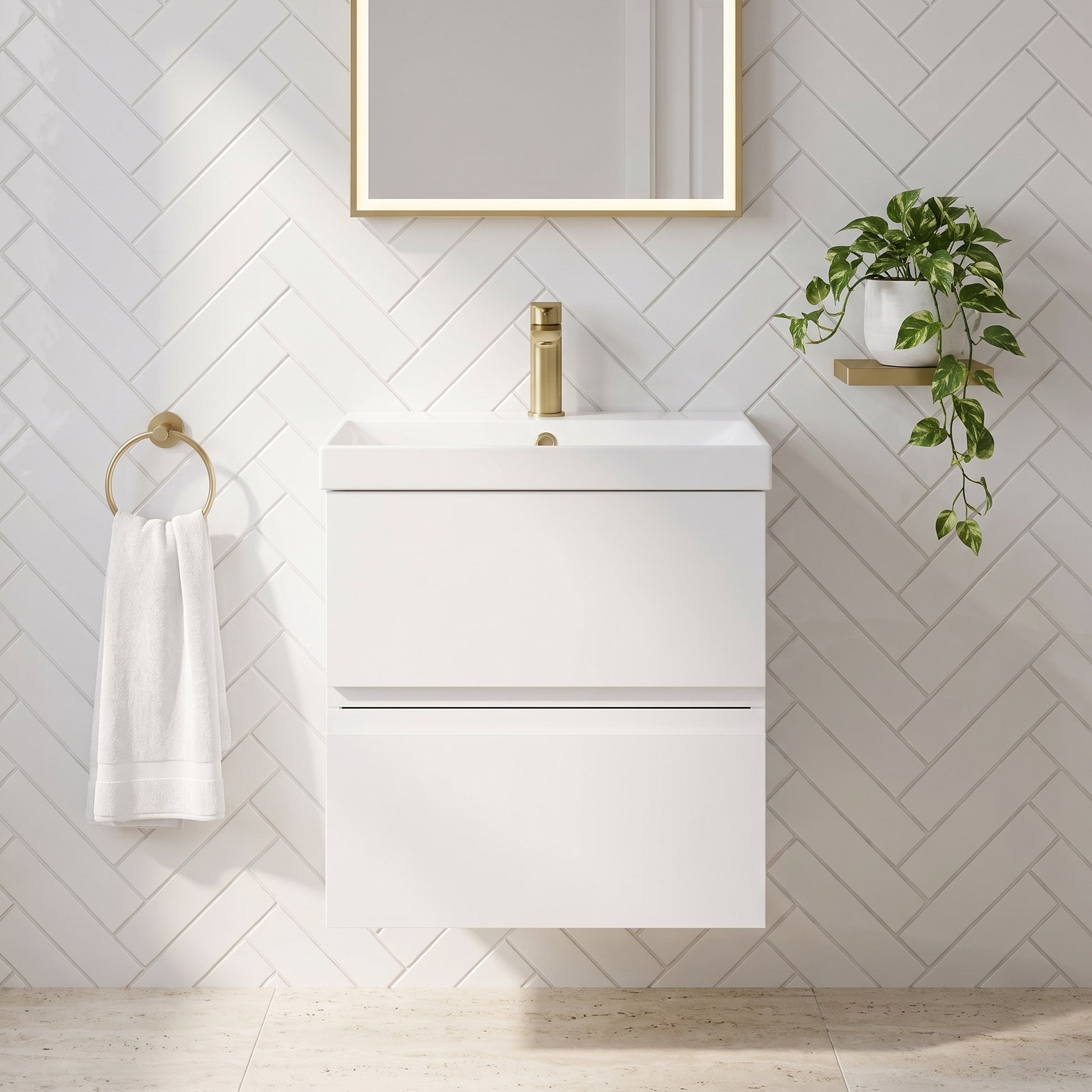 Fairford Finesse 500mm Satin White Wall Hung Vanity Unit