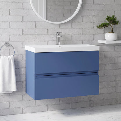 Fairford Finesse 800mm Satin Blue Wall Hung Vanity Unit