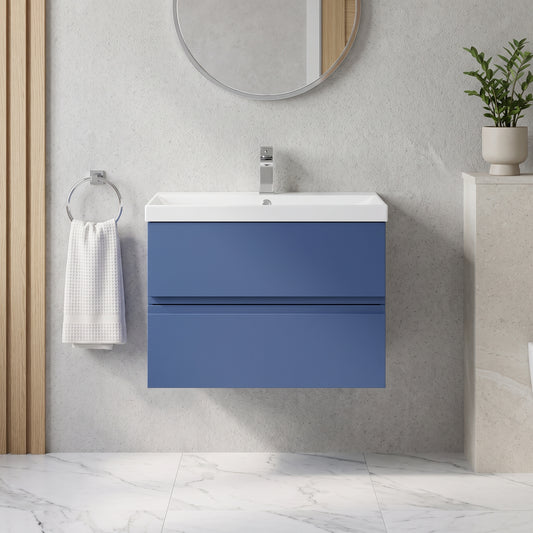 Fairford Finesse 800mm Satin Blue Wall Hung Vanity Unit