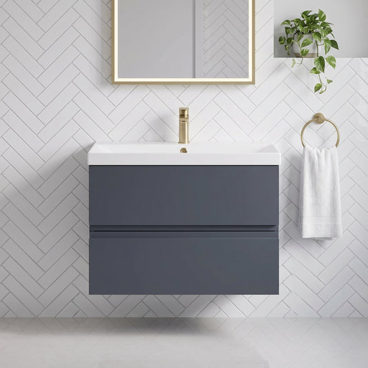 Fairford Finesse Soft Black 800mm 2 Drawer Wall Hung Vanity Unit
