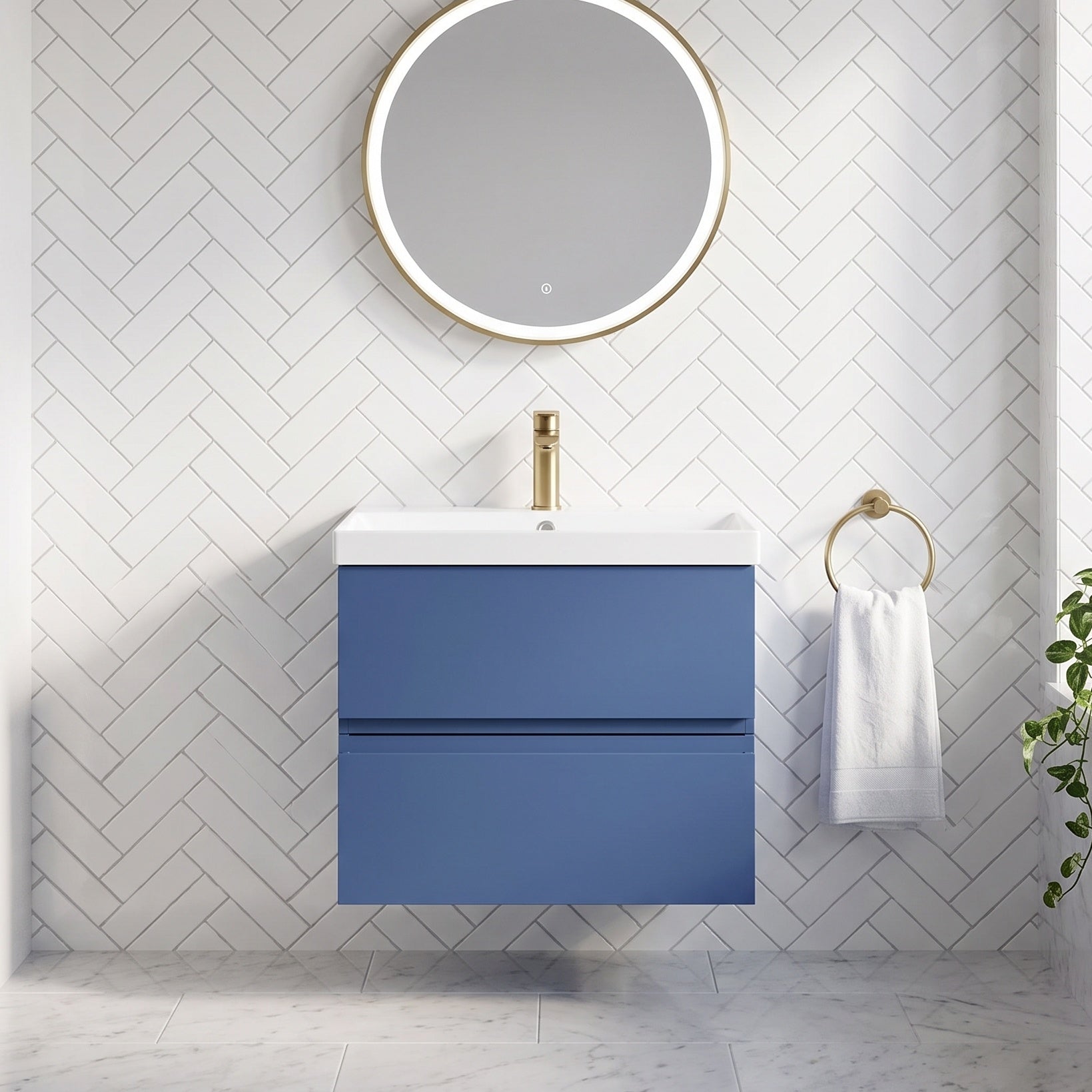 Fairford Finesse 600mm Satin Blue Wall Hung Vanity Unit