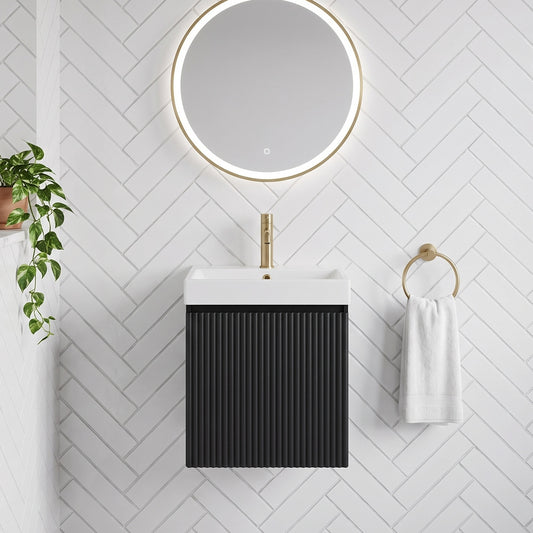 Fairford Fluted Matt Black 400mm Wall Hung Vanity Unit