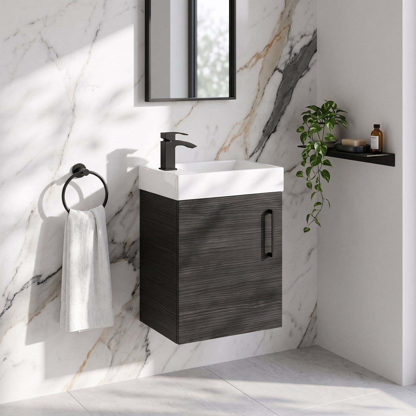 Fairford Minimalist 400mm Hacienda Black Wall Hung Vanity Unit