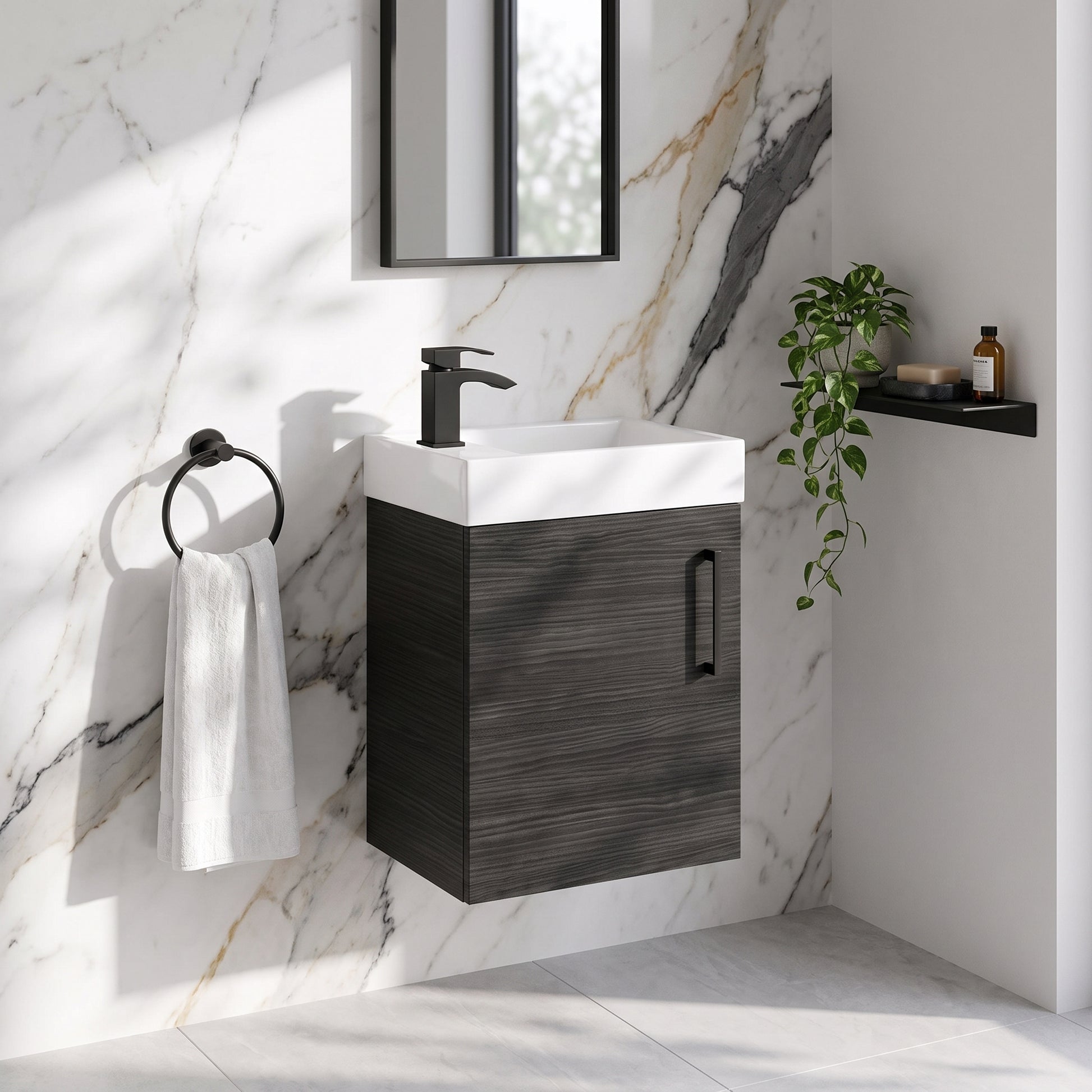 Fairford Minimalist 400mm Hacienda Black Wall Hung Vanity Unit