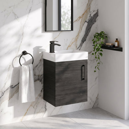 Fairford Minimalist 400mm Hacienda Black Wall Hung Vanity Unit