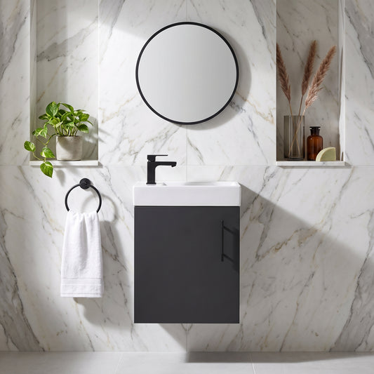 Fairford Minimalist Soft Black 400mm Wall Hung Vanity Unit