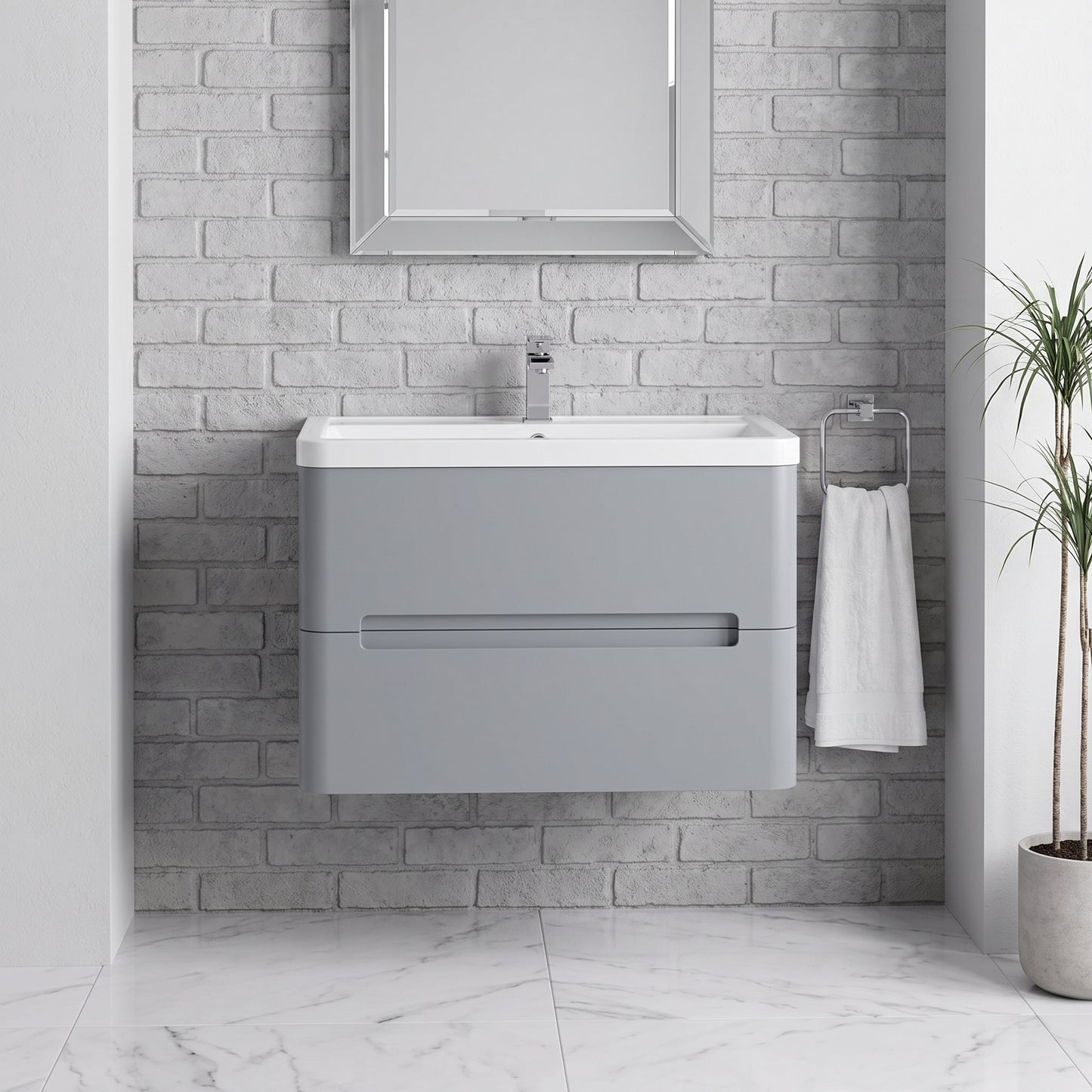 Fairford Rox 800mm Satin Grey Wall Hung Vanity Unit