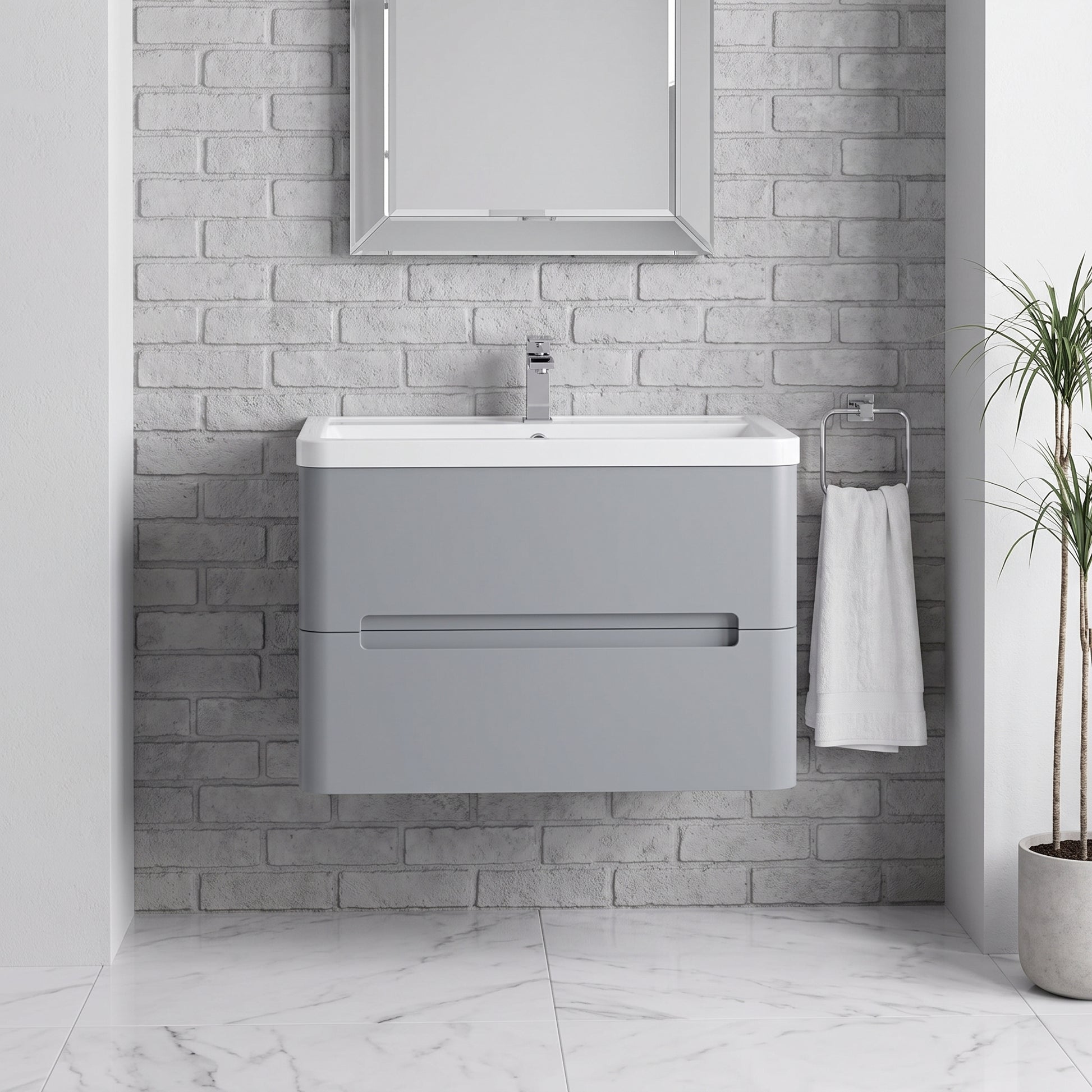 Fairford Rox 800mm Satin Grey Wall Hung Vanity Unit