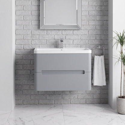 Fairford Rox 800mm Satin Grey Wall Hung Vanity Unit
