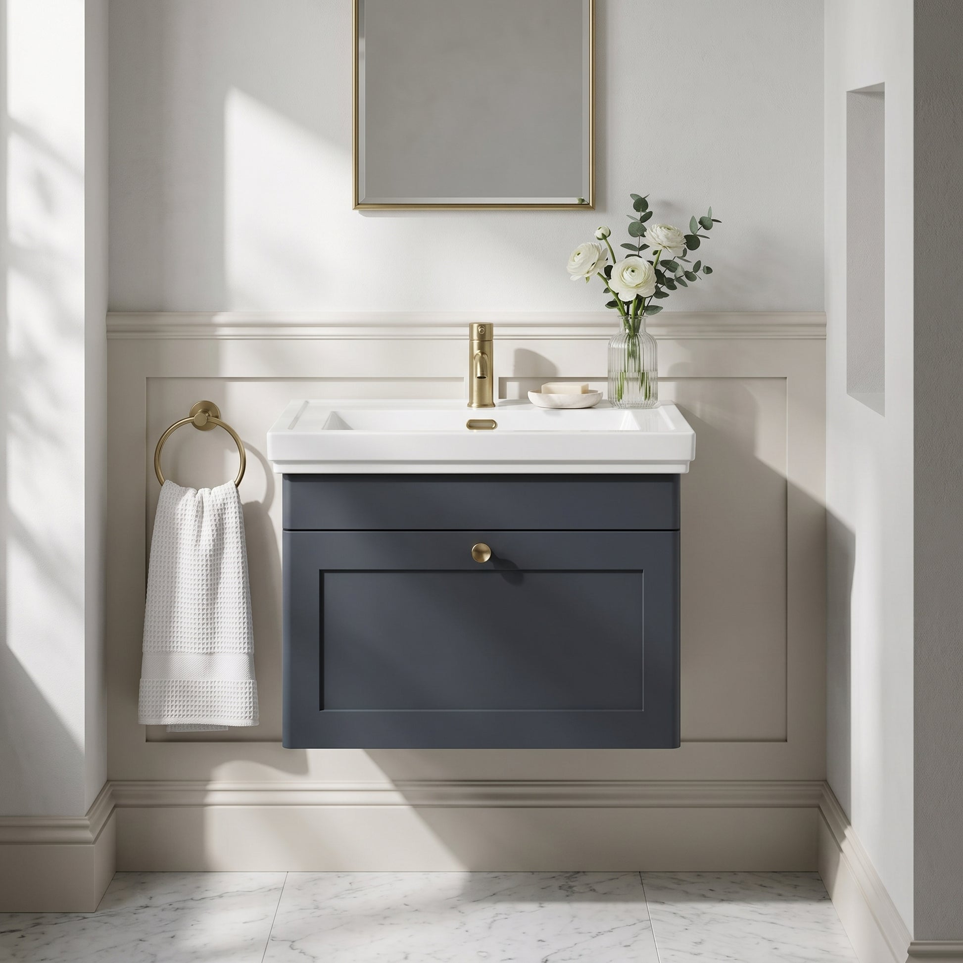 Fairford Laurel 600mm Floor Standing Satin Anthracite Vanity Unit - 1 Tap Hole