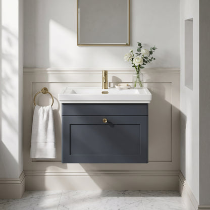 Fairford Laurel 600mm Floor Standing Satin Anthracite Vanity Unit - 1 Tap Hole