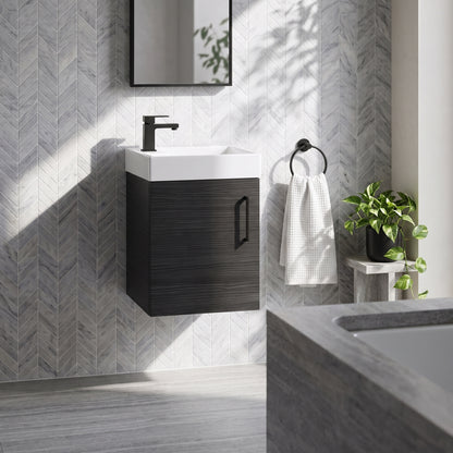 Fairford Minimalist 400mm Hacienda Black Wall Hung Vanity Unit