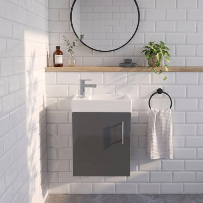 Fairford Minimalist 400mm Gloss Grey Wall Hung Vanity Unit