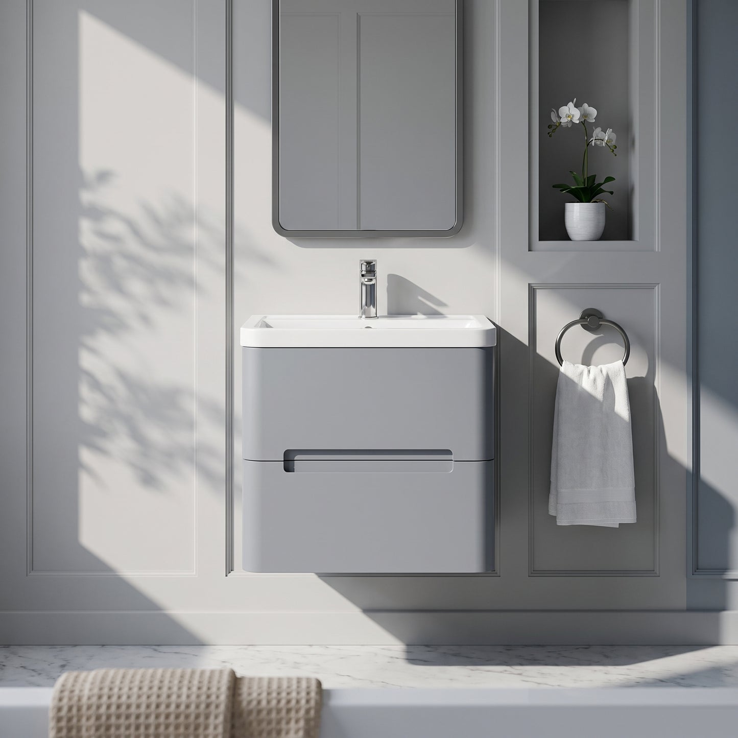 Fairford Rox 600mm Satin Grey Wall Hung Vanity Unit