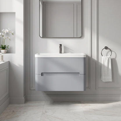 Fairford Rox 800mm Satin Grey Wall Hung Vanity Unit