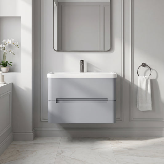 Fairford Rox 800mm Satin Grey Wall Hung Vanity Unit