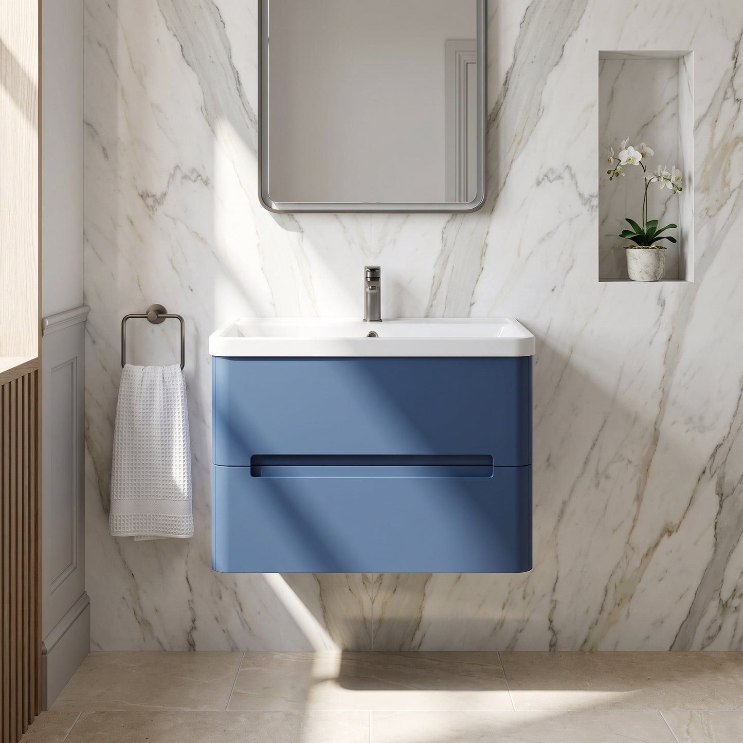 Fairford Rox 800mm Satin Blue Wall Hung Vanity Unit