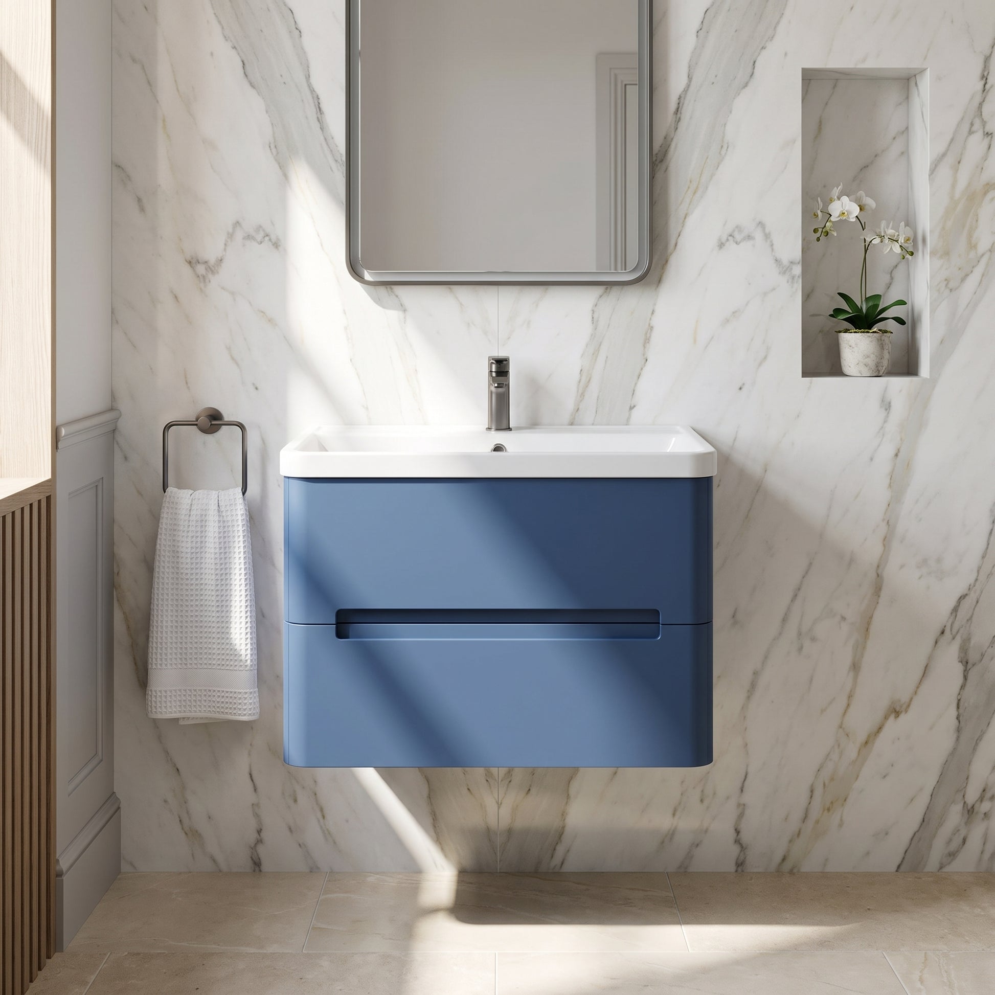 Fairford Rox 800mm Satin Blue Wall Hung Vanity Unit