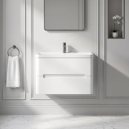 Fairford Rox 800mm Satin White Wall Hung Vanity Unit