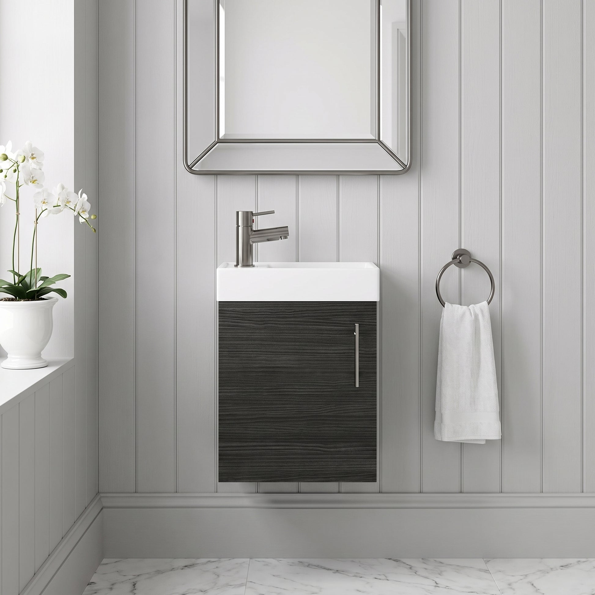 Fairford Minimalist 400mm Hacienda Black Wall Hung Vanity Unit