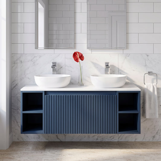 Fairford Sophia Midnight Shadow 1000mm Wall Hung Vanity Unit with Double Storage and Worktop