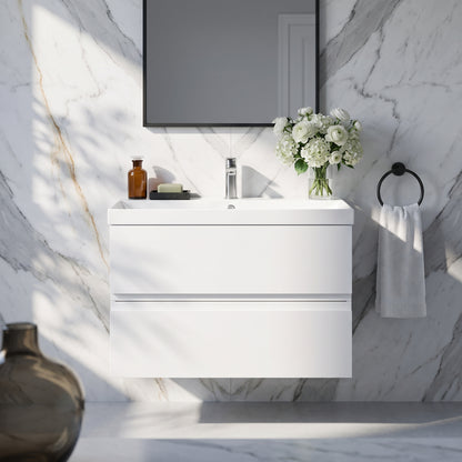 Fairford Finesse 800mm Satin White Wall Hung Vanity Unit