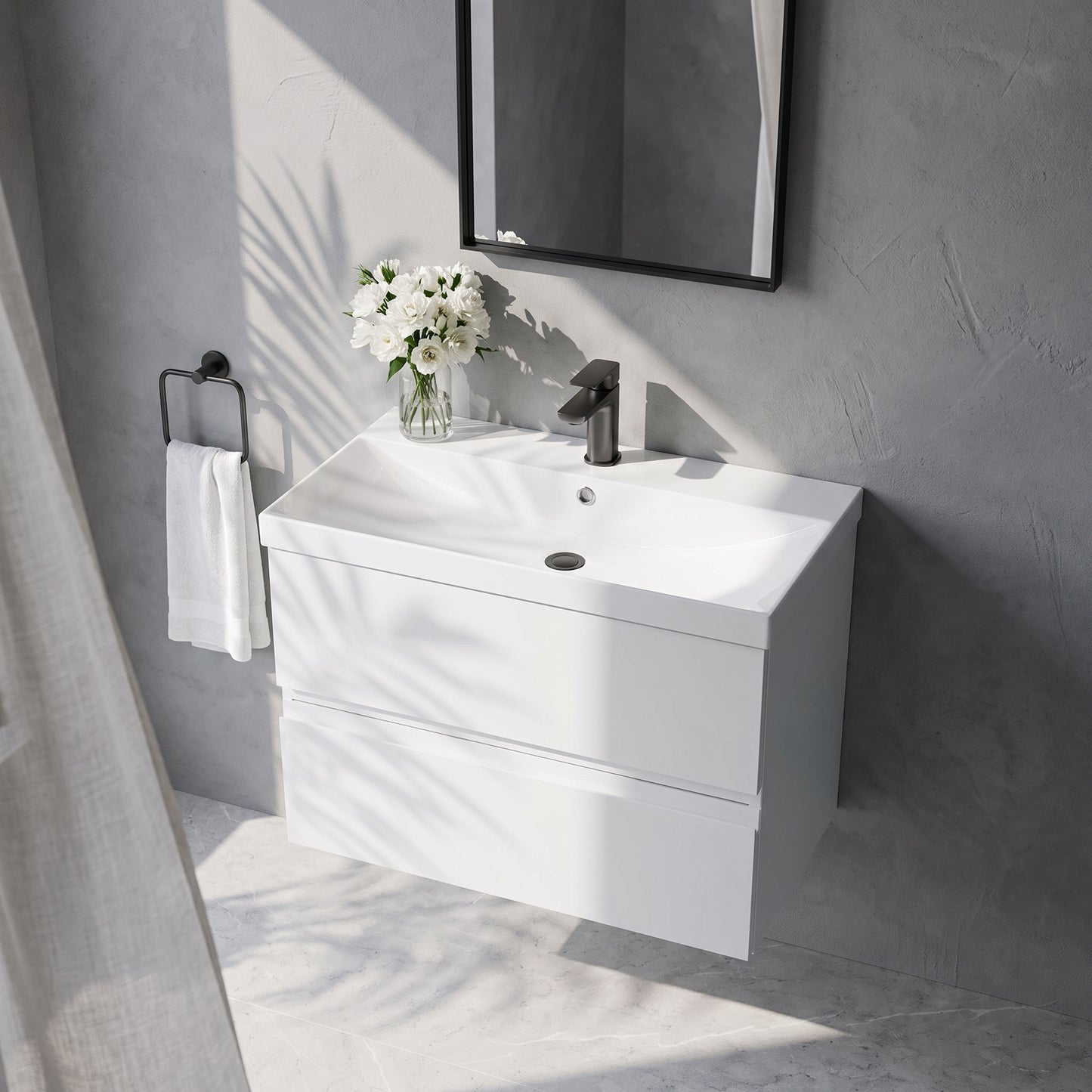 Fairford Finesse 800mm Satin White Wall Hung Vanity Unit