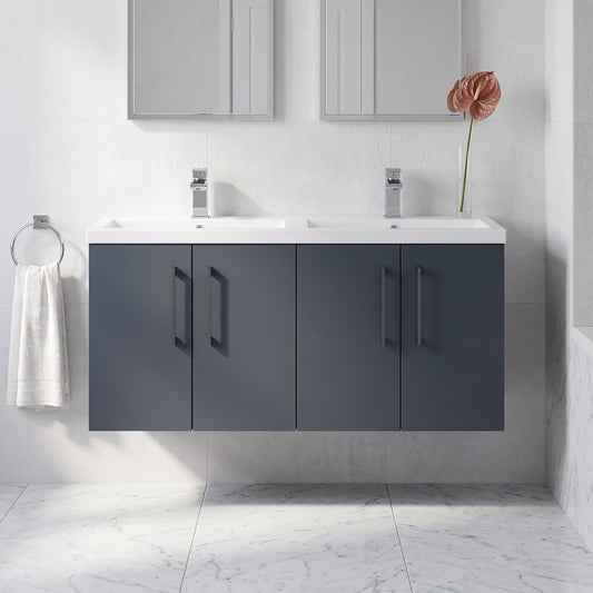 Fairford Aspri Soft Black 1200mm 4 Door Wall Hung Vanity Unit