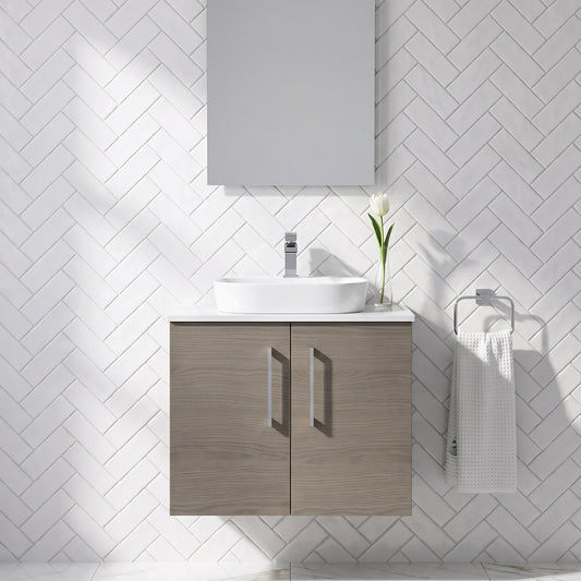 Fairford Aspri Solace Oak 600mm 2 Door Wall Hung Vanity Unit