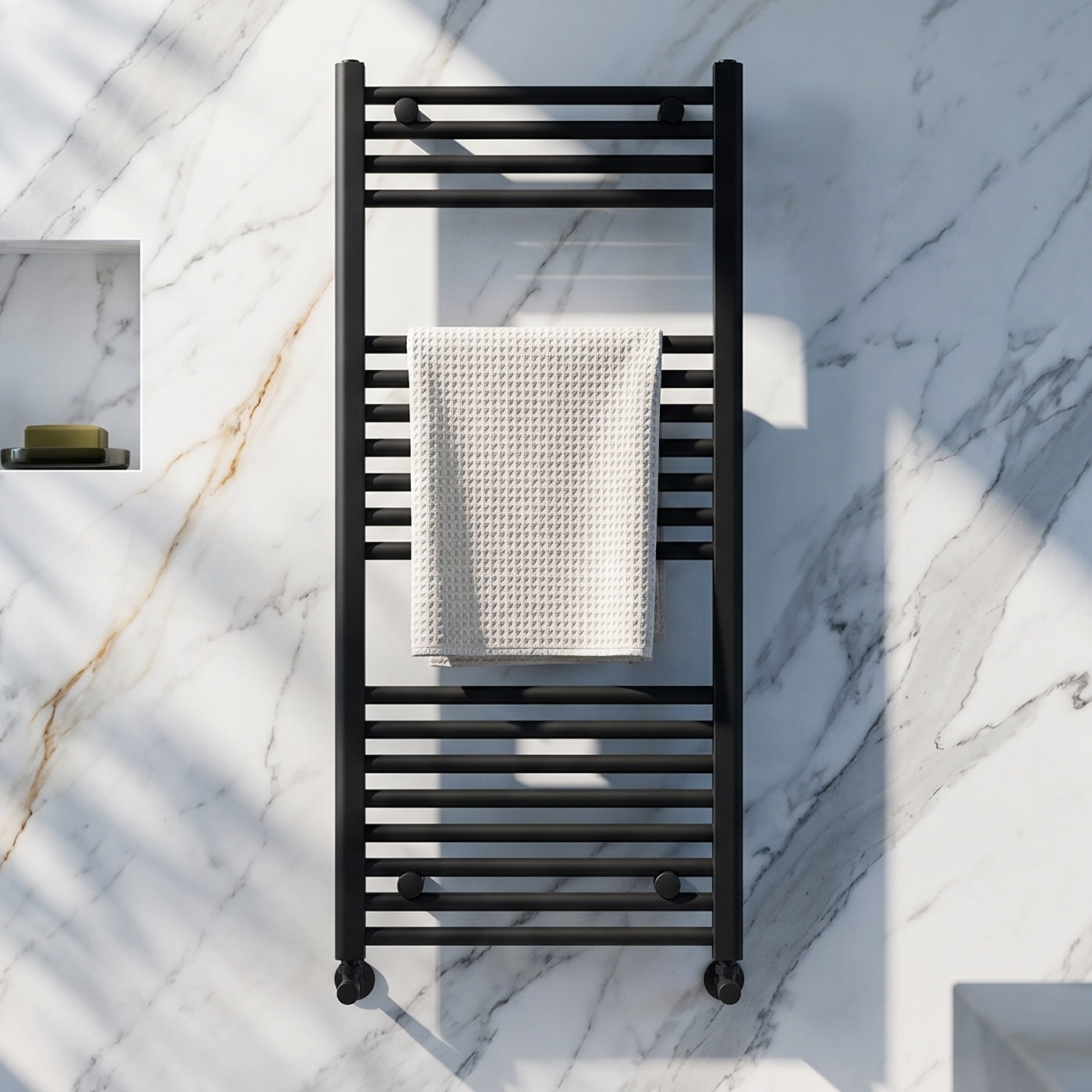 Fairford 400 x 1000mm Straight Matt Black Towel Rail