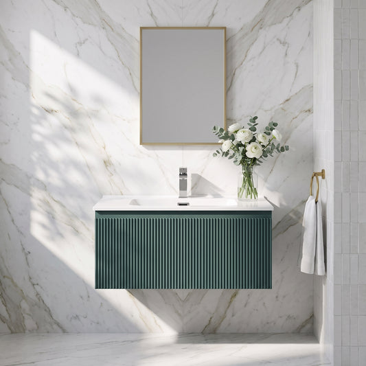 Fairford Sophia Smoked Sage 800mm Wall Hung Vanity Unit with Basin
