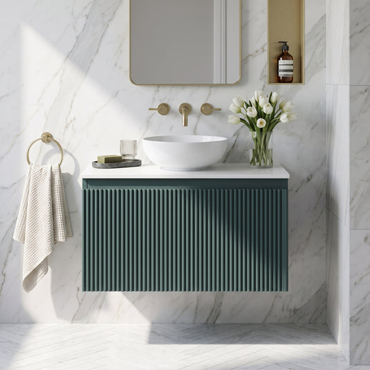 Fairford Sophia Smoked Sage 600mm Wall Hung Vanity Unit with Worktop