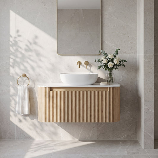 Fairford Sophia Country Oak 870mm Wall Hung Vanity Unit with Worktop