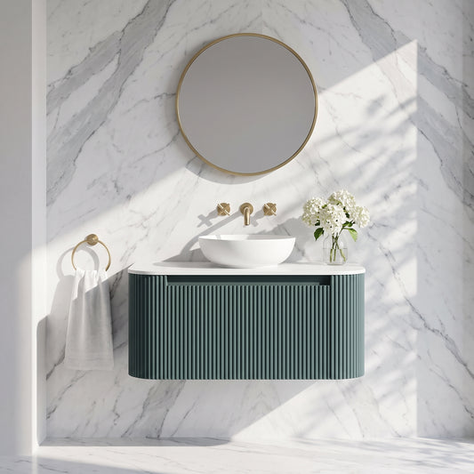 Fairford Sophia Smoked Sage 870mm Wall Hung Vanity Unit with Worktop