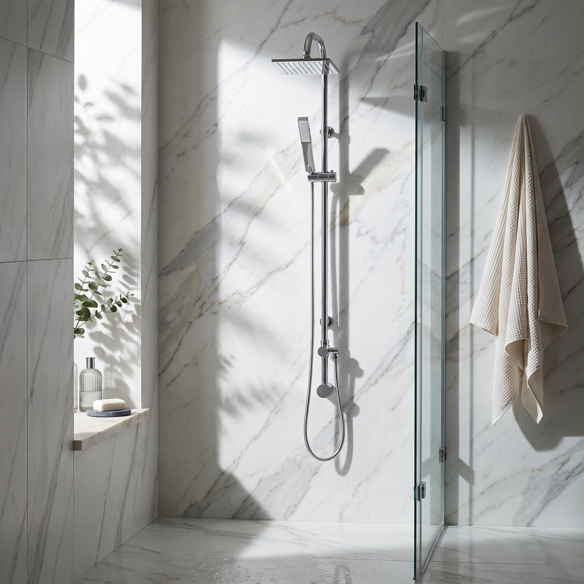 Fairford Short Proj Square Head Shower Rail Kit with Handset