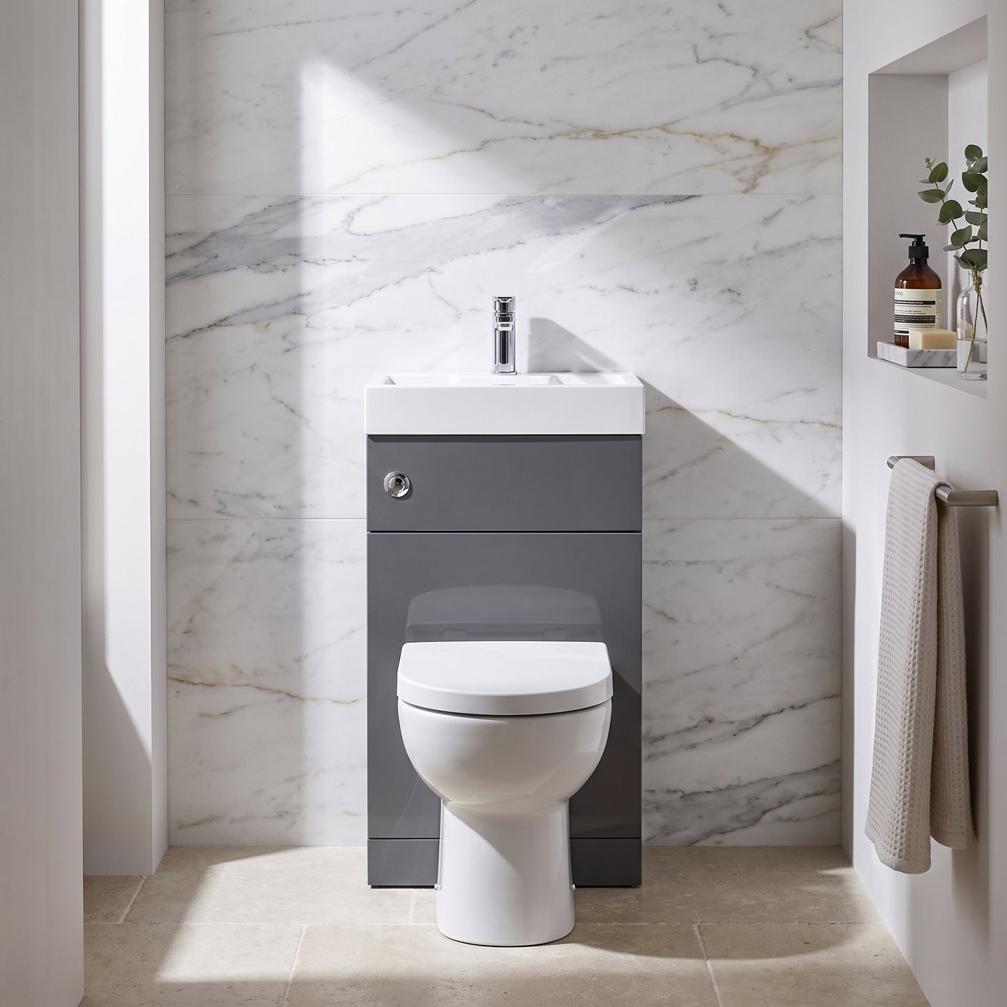 Fairford Carnation 500mm Gloss Grey WC and Basin Combination Unit